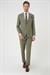 Slim Fit Çift Yırtmaç Keten Karışımlı Yelekli Klasik Haki Takım Elbise  Tk 914