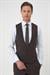 Slim Fit Çift Yırtmaç Keten Karışımlı Yelekli Klasik Kahve Takım Elbise  Tk 914