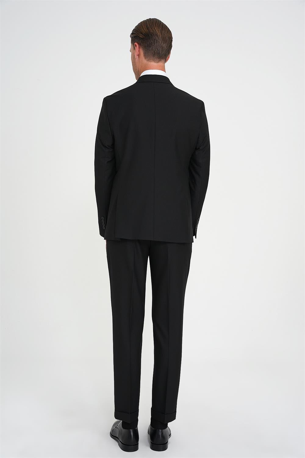 Slim Fit Çift Yırtmaç Kruvaze Klasik Siyh Takım Elbise Tk 919