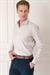 Slim Fit Dikine Çizgili %100 Pamuk Klasik Bej Beyaz Gömlek Gk 721