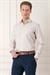Slim Fit Dikine Çizgili %100 Pamuk Klasik Bej Beyaz Gömlek Gk 721