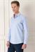 Slim Fit Dikine Çizgili %100 Pamuk Klasik Mavi Beyaz Gömlek Gk 721
