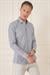 Slim Fit Dikine Çizgili %100 Pamuk Klasik Lacivert Beyaz Gömlek Gk 721