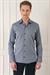 Slim Fit Dokulu %100 Pamuk Klasik Lacivert Gömlek Gk 725