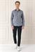 Slim Fit Dokulu %100 Pamuk Klasik Lacivert Gömlek Gk 725