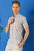 Slim Fit Düğmeli Yaka Desenli Kısa Kol Pamuk Gri Gömlek G 1503