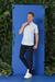 Slim Fit Düğmeli Yaka Desenli Kısa Kol Pamuk Mavi Gömlek G 1503