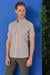 Slim Fit Düğmeli Yaka Desenli Kısa Kol Pamuk Gri Gömlek G 1504