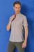 Slim Fit Düğmeli Yaka Desenli Kısa Kol Pamuk Gri Gömlek G 1504