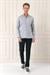 Slim Fit Düğmeli Yaka Dokulu %100 Pamuk Klasik Açık Gri Gömlek Gk 724