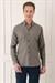 Slim Fit Düğmeli Yaka Dokulu %100 Pamuk Klasik Kahverengi Gömlek Gk 724