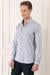 Slim Fit Düğmeli Yaka Dokulu %100 Pamuk Klasik Açık Gri Gömlek Gk 724