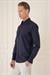 Slim Fit Düğmeli Yaka Dokulu %100 Pamuk Klasik Lacivert Gömlek Gk 726