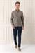 Slim Fit Düğmeli Yaka Dokulu %100 Pamuk Klasik Kahverengi Gömlek Gk 724