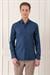 Slim Fit Düğmeli Yaka Dokulu %100 Pamuk Klasik Lacivert Gömlek Gk 724