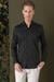 Slim Fit Düğmeli Yaka Esnek Pamuk Klasik Siyah Gömlek Gk 708