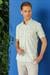 Slim Fit Düğmeli Yaka Şal Desenli Kısa Kol Pamuk Nil Yeşili Gömlek G 1501