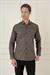 Slim Fit Kazayağı Desenli %100 Pamuk Casuel Kahve Gömlek G 1585