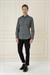 Slim Fit Kazayağı Desenli %100 Pamuk Casuel Gri Gömlek G 1585