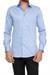 Slim Fit Klasik Yaka Pamuk Saten Uzun Kol Mavi Gömlek  Gk 214