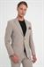 Slim Fit Mono Yaka Fleto Cepli Çift Yırtmaçlı Casual Vizon Ceket C 710