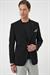Slim Fit Mono Yaka Fleto Cepli Çift Yırtmaçlı Casual Siyah Ceket C 710