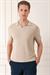 Slim Fit Polo Yaka Kısa Kol %100 Pamuk Bej Triko Tr 868