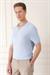 Slim Fit Polo Yaka Kısa Kol %100 Pamuk Mavi Triko Tr 868