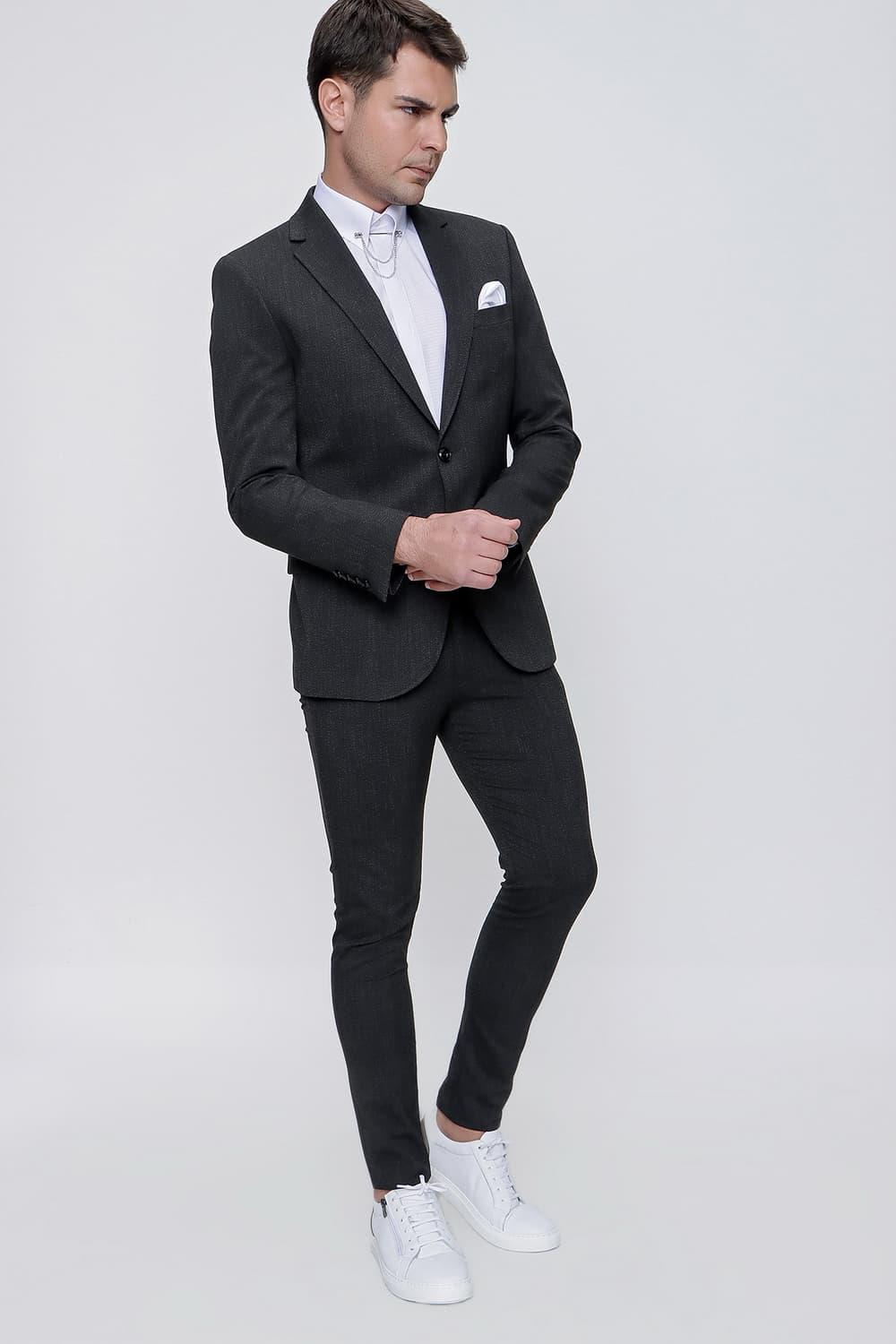 STK 008 Slim Fit Siyah Klasik Takım Elbise