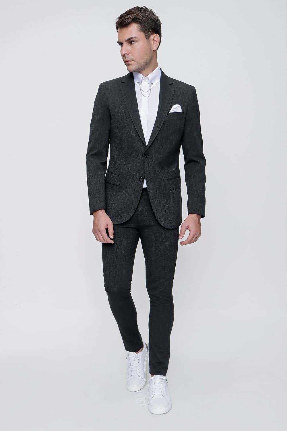 STK 008 Slim Fit Siyah Klasik Takım Elbise