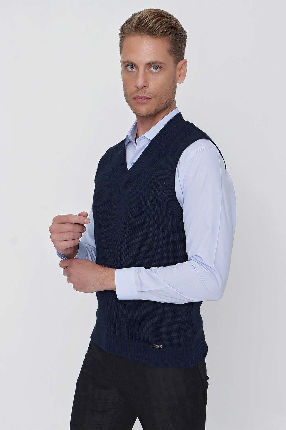 SÜVETER 01 Slim Fit Lacivert Süveter Triko