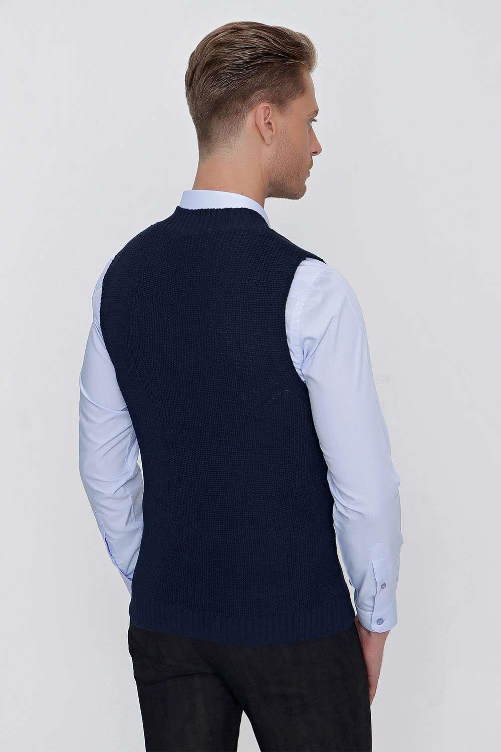SÜVETER 01 Slim Fit Lacivert Süveter Triko