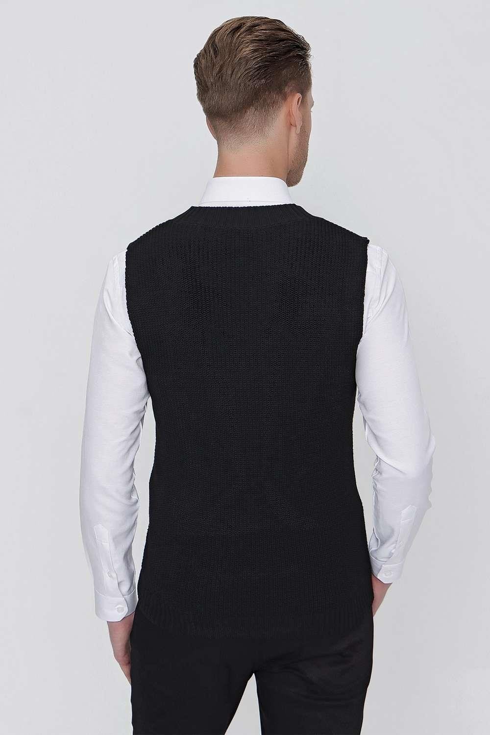 SÜVETER 01 Slim Fit Siyah Süveter Triko