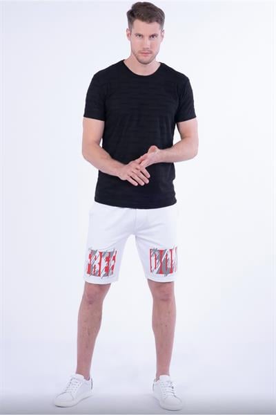 027 Slim Fit Beyaz Bermuda