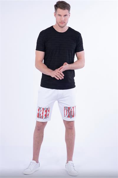 027 Slim Fit Beyaz Bermuda