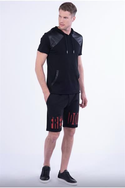 027 Slim Fit Siyah Bermuda