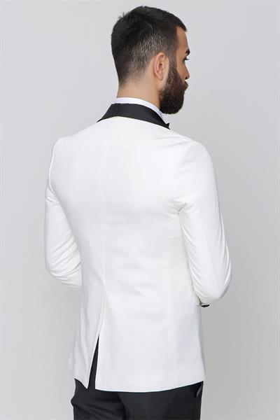 030 Slim Fit Krem Black Ceket