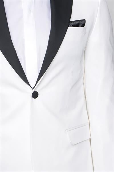 030 Slim Fit Krem Black Ceket