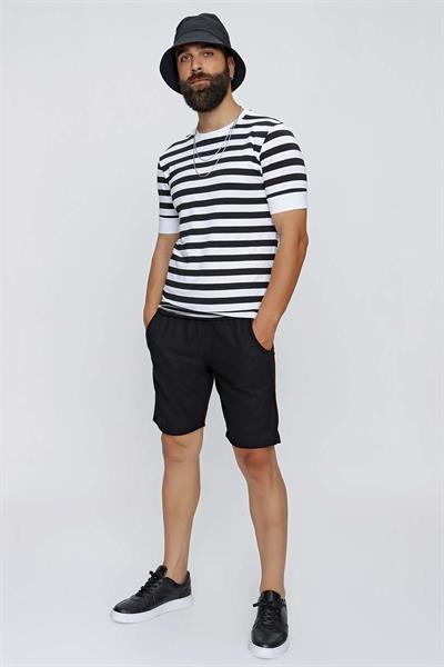 030 Slim Fit Siyah Bermuda