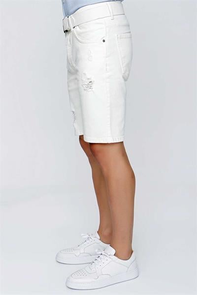 031 Slim Fit Beyaz Bermuda
