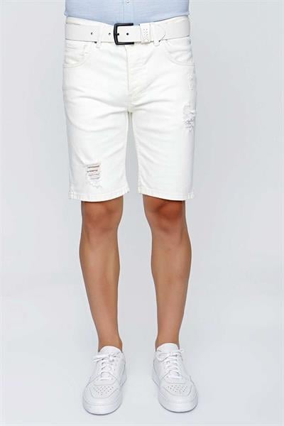031 Slim Fit Beyaz Bermuda