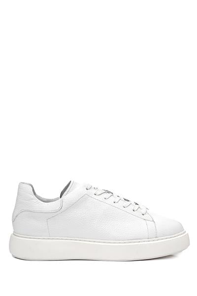 Bağcıklı Kalın Eva Taban Beyaz Deri Sneaker Ayakkabı 2025-5