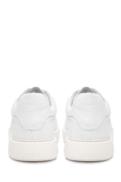 Bağcıklı Kalın Eva Taban Beyaz Deri Sneaker Ayakkabı 2025-5