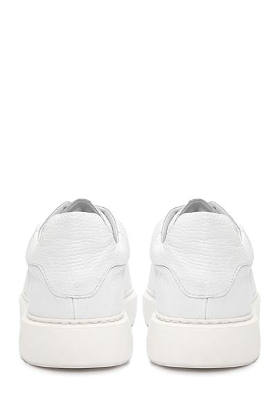Bağcıklı Kalın Eva Taban Beyaz Deri Sneaker Ayakkabı 2025-5