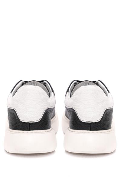 Bağcıklı Kalın Eva Taban Siyah Deri Sneaker Ayakkabı 2025-5