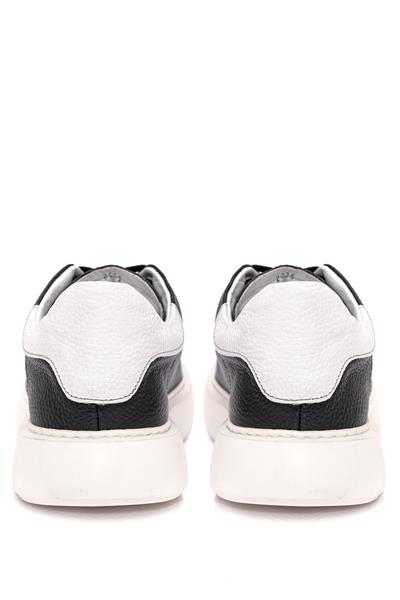 Bağcıklı Kalın Eva Taban Siyah Deri Sneaker Ayakkabı 2025-5