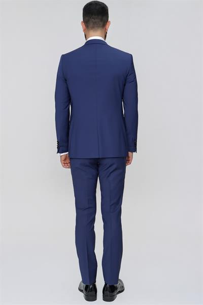 Black 034 Slim Fit Yelekli Çıkma Saten Yaka Parlement Damatlık Smokin Takım