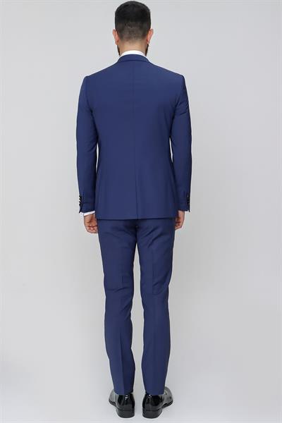 Black 034 Slim Fit Yelekli Çıkma Saten Yaka Parlement Damatlık Smokin Takım