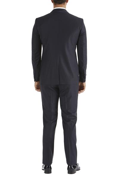 Black 037 Slim Fit Çıkma Saten Yaka Lacivert Damatlık Smokin Takım