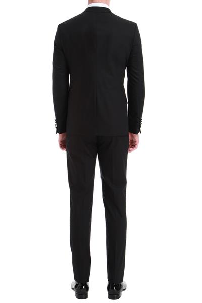 Black 049 Slim Fit Çıkma Saten Yaka Siyah Damatlık Smokin Takım